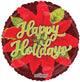 Happy Holidays Poinsettia 18″ Holographic Balloon