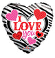 I Love You Zebra Stripes 18″ Balloon