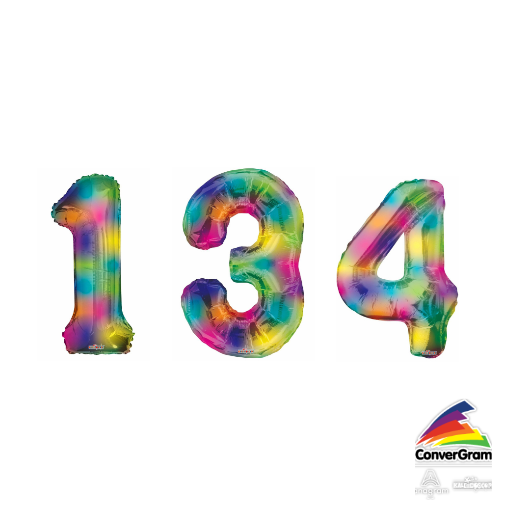 34" Rainbow Number Balloons Convergram