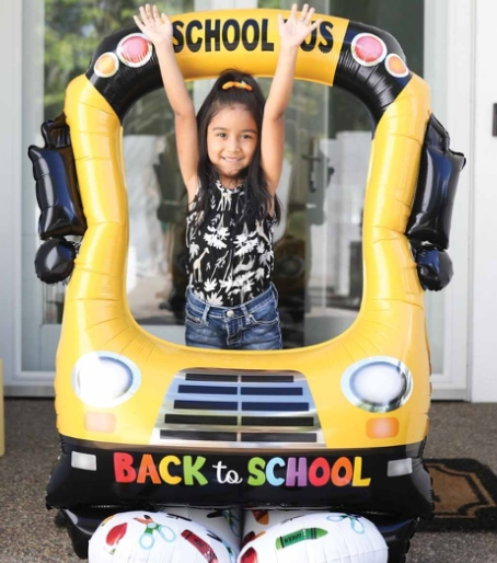 Back to School Balloons from instaballoons Betallic Anagram Book Backpack Back Pack Bus Grade First Day