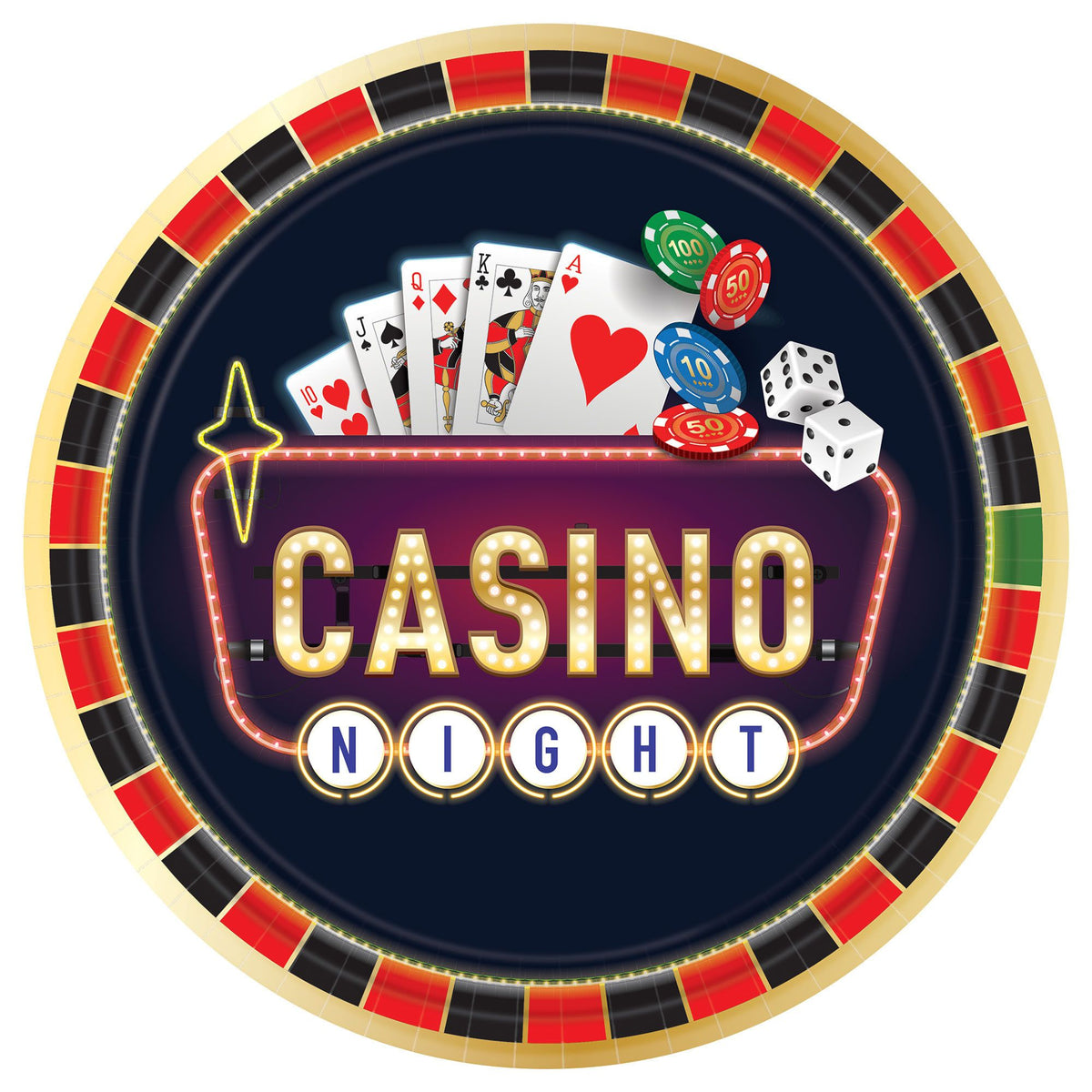 10.5" Paper Plates - Roll The Dice (8ct) - Amscan