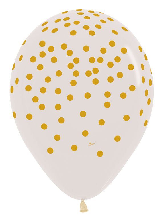 11" Gold Confetti Print on Clear (50ct) - Sempertex