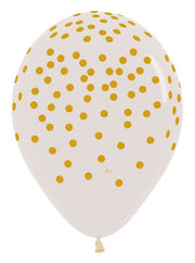 11" Gold Confetti Print on Clear (50ct) - Sempertex