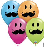 11in Smile Face Mustache Ltx 11″ Latex Balloons by Qualatex from Instaballoons