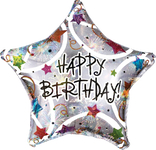 Happy Birthday Stars Holographic 19″ Balloon