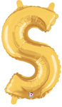 14" Megaloon Jr. Letter S - Gold (5ct) - Betallic