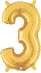 14" Megaloon Jr. Number 3 - Gold (5ct) - Betallic