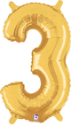 14" Megaloon Jr. Number 3 - Gold (5ct) - Betallic