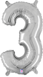 14" Megaloon Jr. Number 3 - Silver (5ct) - Betallic