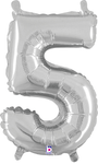 14" Megaloon Jr. Number 5 - Silver (5ct) - Betallic