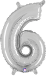 14" Megaloon Jr. Number 6 - Silver (5ct) - Betallic