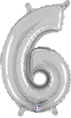 14" Megaloon Jr. Number 6 - Silver (5ct) - Betallic