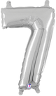 14" Megaloon Jr. Number 7 - Silver (5ct) - Betallic