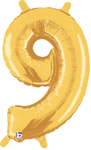 14" Megaloon Jr. Number 9 - Gold (5ct) - Betallic