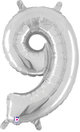 14" Megaloon Jr. Number 9 - Silver (5ct) - Betallic