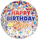 15" Orbz - Happy Birthday Clear Confetti - Anagram