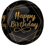 15" Orbz - Elegant Birthday Black & Gold - Anagram