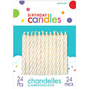 Candy Stripe Birthday Candle - White (24 count)