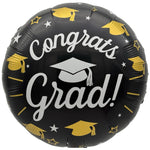 18" Congrats Grad! Black Cap With Stars (50ct) - Party America