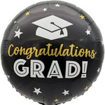 18" Congrats Grad Black With Stars (50ct) - Party America