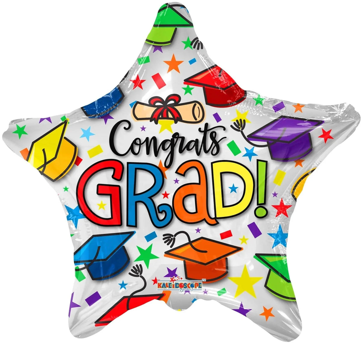 18" Congrats Grad - Colorful Caps (100ct) - Conver USA