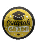 18" Congrats Grad Gold with Black Cap (50ct) - Party America