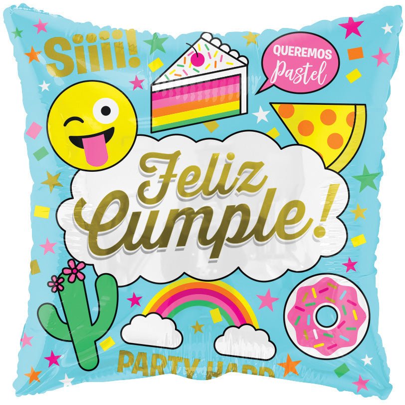 18" Feliz Cumple Emoticones (100ct) - Conver USA