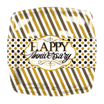 18" Happy Anniversary Stripes & Dots (50ct) - Party America