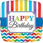 18" Happy Birthday Bright Stripe & Chevron - Anagram