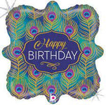 18" Happy Birthday Glitter Peacock - Betallic