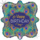 18" Happy Birthday Glitter Peacock - Betallic