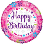 18" Happy Birthday Pink with Flower (100ct) - Conver USA