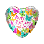 18" Happy Mother's Day Colorful Butterflies Heart (50ct) - Party America