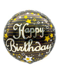 18" Happy Birthday - Black with Gold Stars (20ct) - Party America