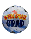 18" Holographic Well-Done Grad Blue with Black Cap (50ct) - Party America