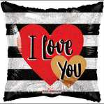 18" I Love You Hearts & Stripes - Winner Party