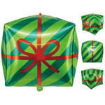 22" 4D Green Striped Present - Winner Party