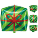 22" 4D Green Striped Present - Winner Party