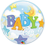 22" Bubble - Baby Boy Moon & Stars - Qualatex