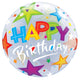 22" Bubble Balloon - Birthday Brilliant Stars - Qualatex