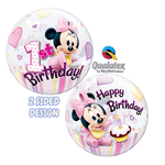 22" Bubble Balloon - Minnie Mouse 1st Birtday - Qualatex