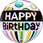22" Bubble - Birthday Black Bands & Dots - Qualatex