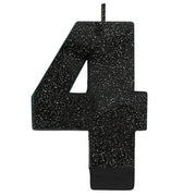 3.25" Candle #4 Glitter - Black - Amscan