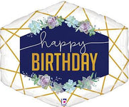 25" Geo Navy Birthday- Foil Balloon (PKG) - Sempertex