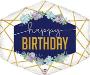 25" Geo Navy Birthday- Foil Balloon (PKG) - Sempertex