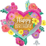 27" Happy Birthday Painted Flowers - Anagram