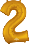 Gold Number 2 34″ Foil Balloon by Anagram from Instaballoons