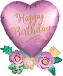 30" Happy Birthday Heart with Flowers - Anagram