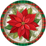 9" Paper Plates - Poinsettia Plaid (8ct) - Unique