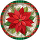 9" Paper Plates - Poinsettia Plaid (8ct) - Unique